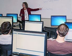 Woman instructing class