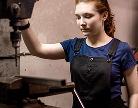 Male in woodworking shop