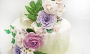cake that is decorated with flowers