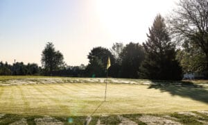 A hole with a flag on the Lakeland hills golf course.
