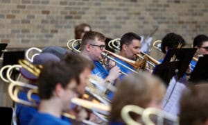 Members playing trombones at JC's trombonefest.